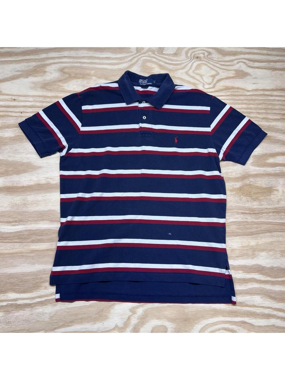 Vintage Polo By Ralph Lauren Essential Striped Button Up Collared Blue Shirt L